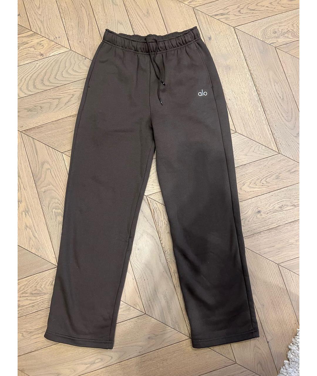 ALO YOGA Коричневые хлопковые брюки широкие, фото 5