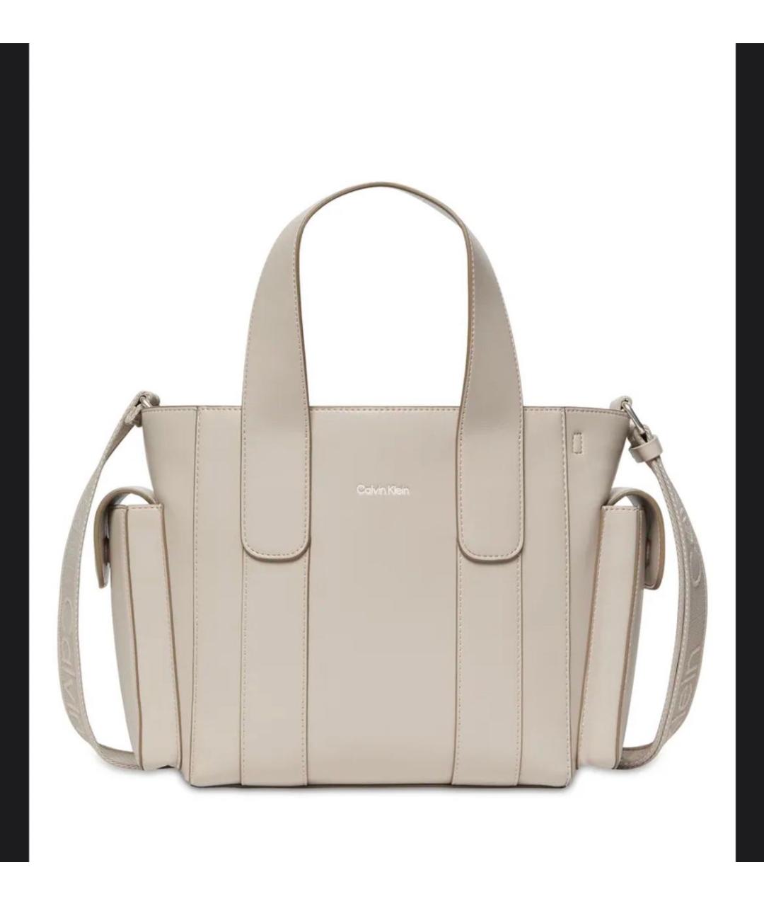 CALVIN KLEIN Бежевая сумка с короткими ручками из искусственной кожи, фото 3
