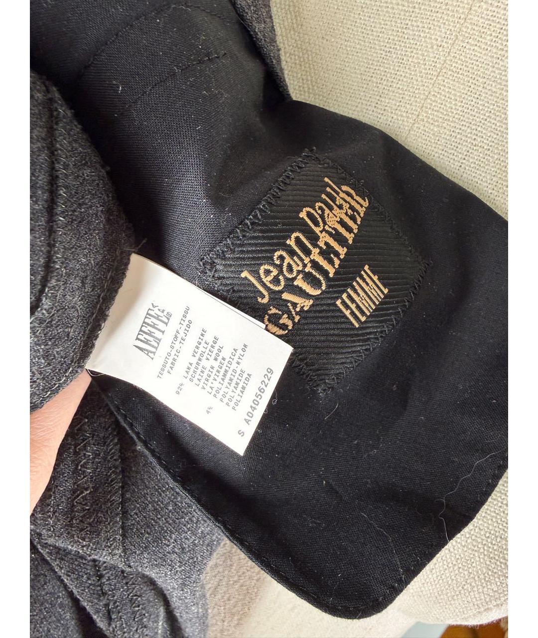 JEAN PAUL GAULTIER Антрацитовое шерстяное повседневное платье, фото 8