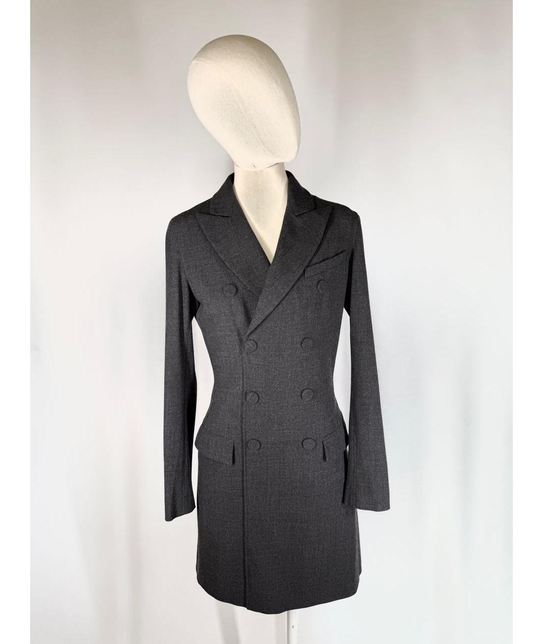 JEAN PAUL GAULTIER Антрацитовое шерстяное повседневное платье, фото 9