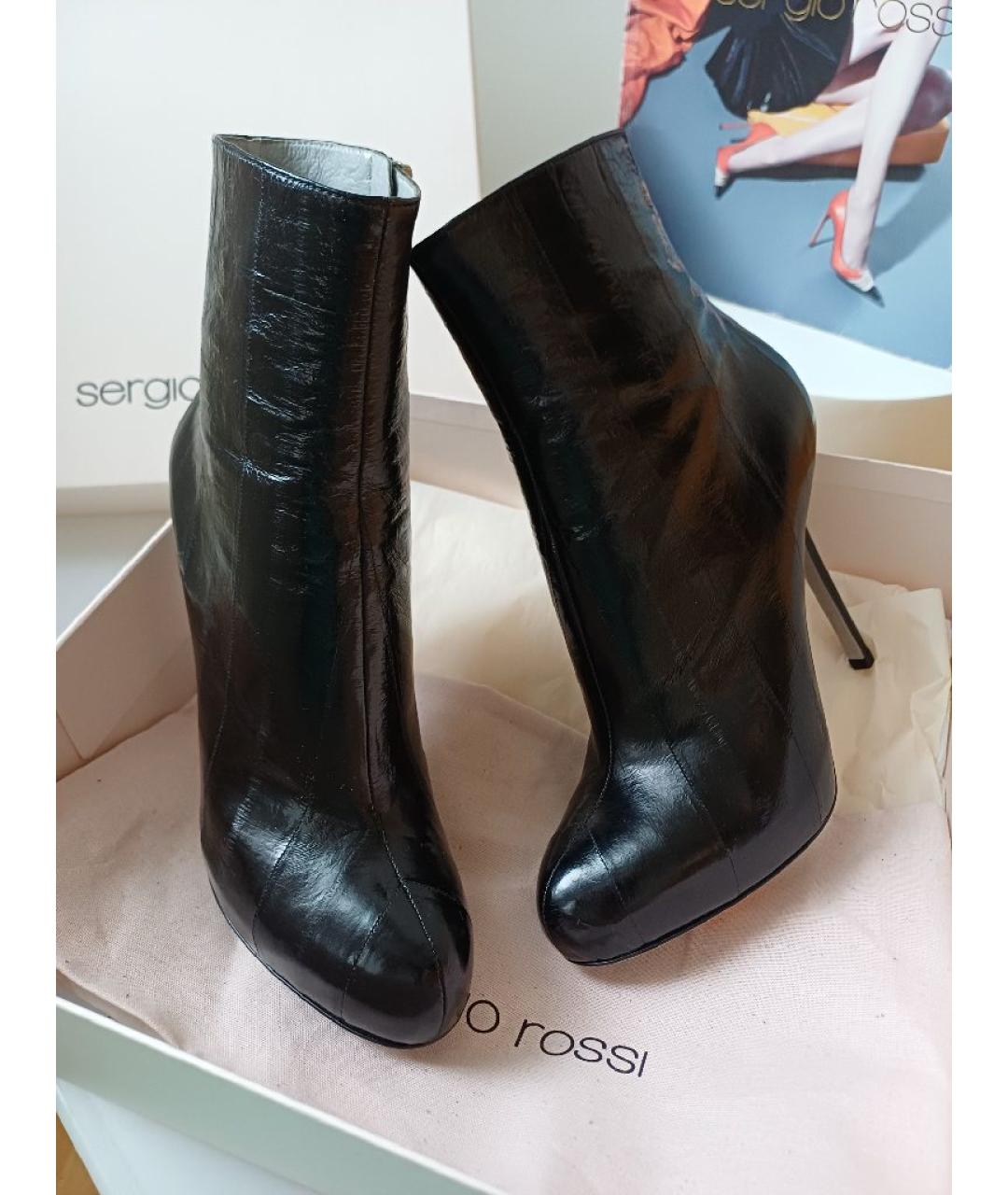 SERGIO ROSSI Черные кожаные ботильоны, фото 3