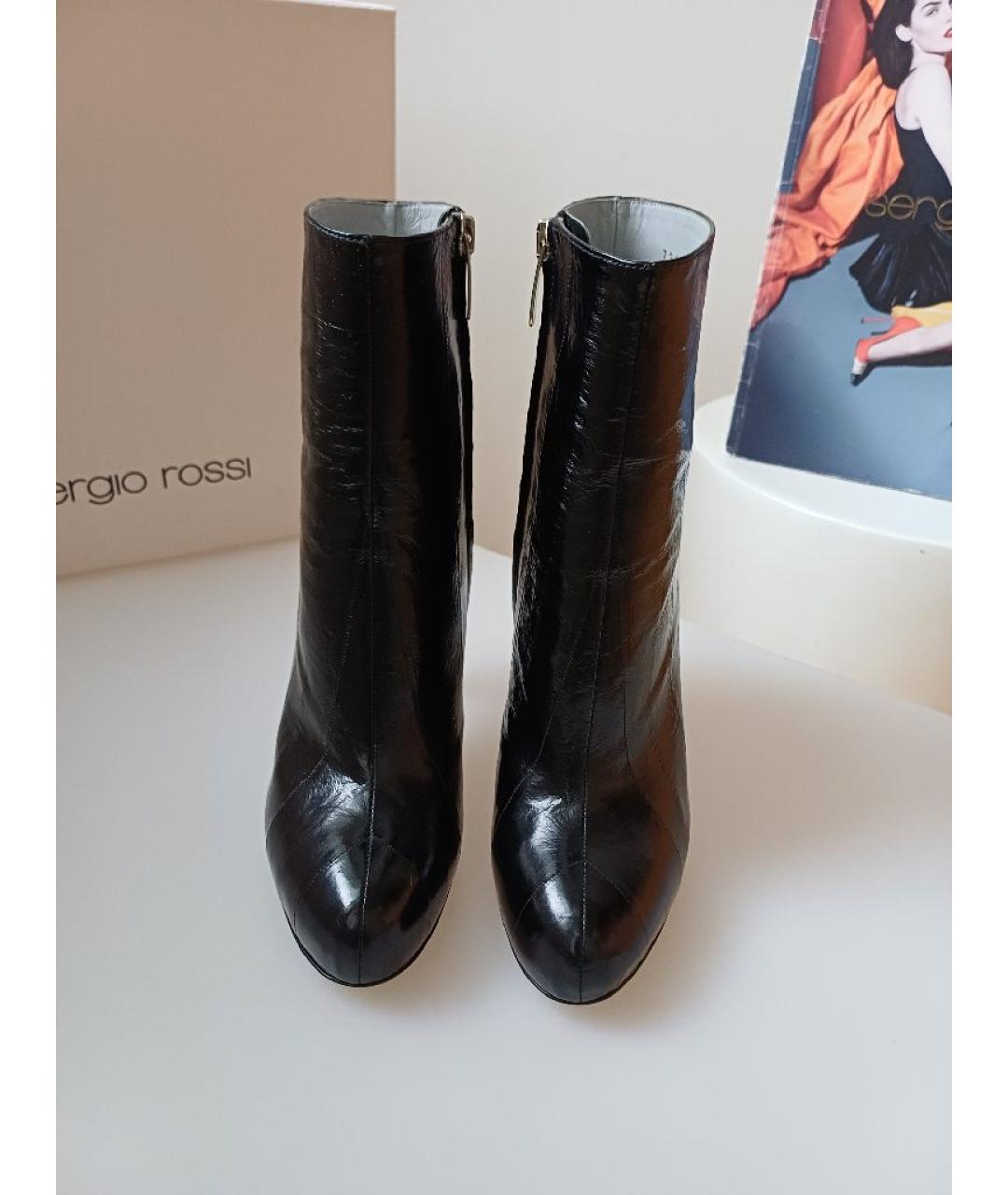 SERGIO ROSSI Черные кожаные ботильоны, фото 6