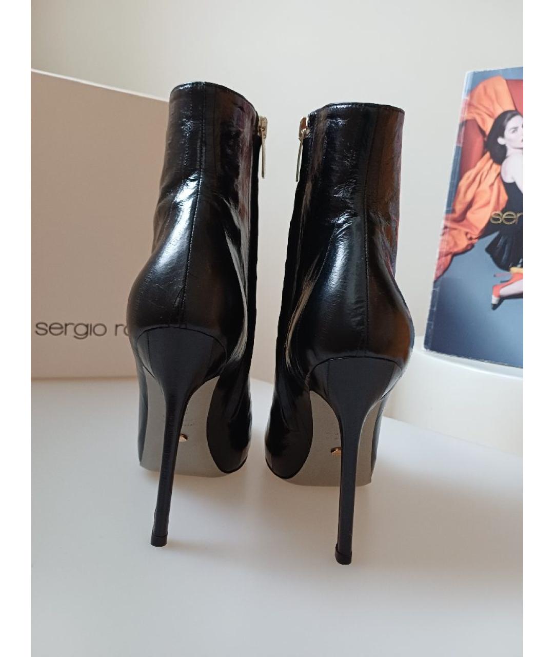 SERGIO ROSSI Черные кожаные ботильоны, фото 7