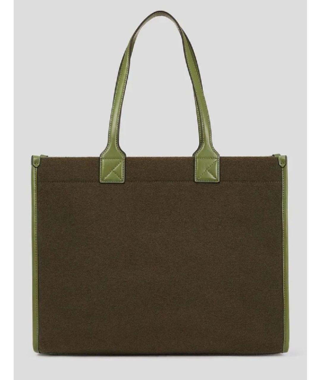 KARL LAGERFELD Хаки шерстяная сумка тоут, фото 2