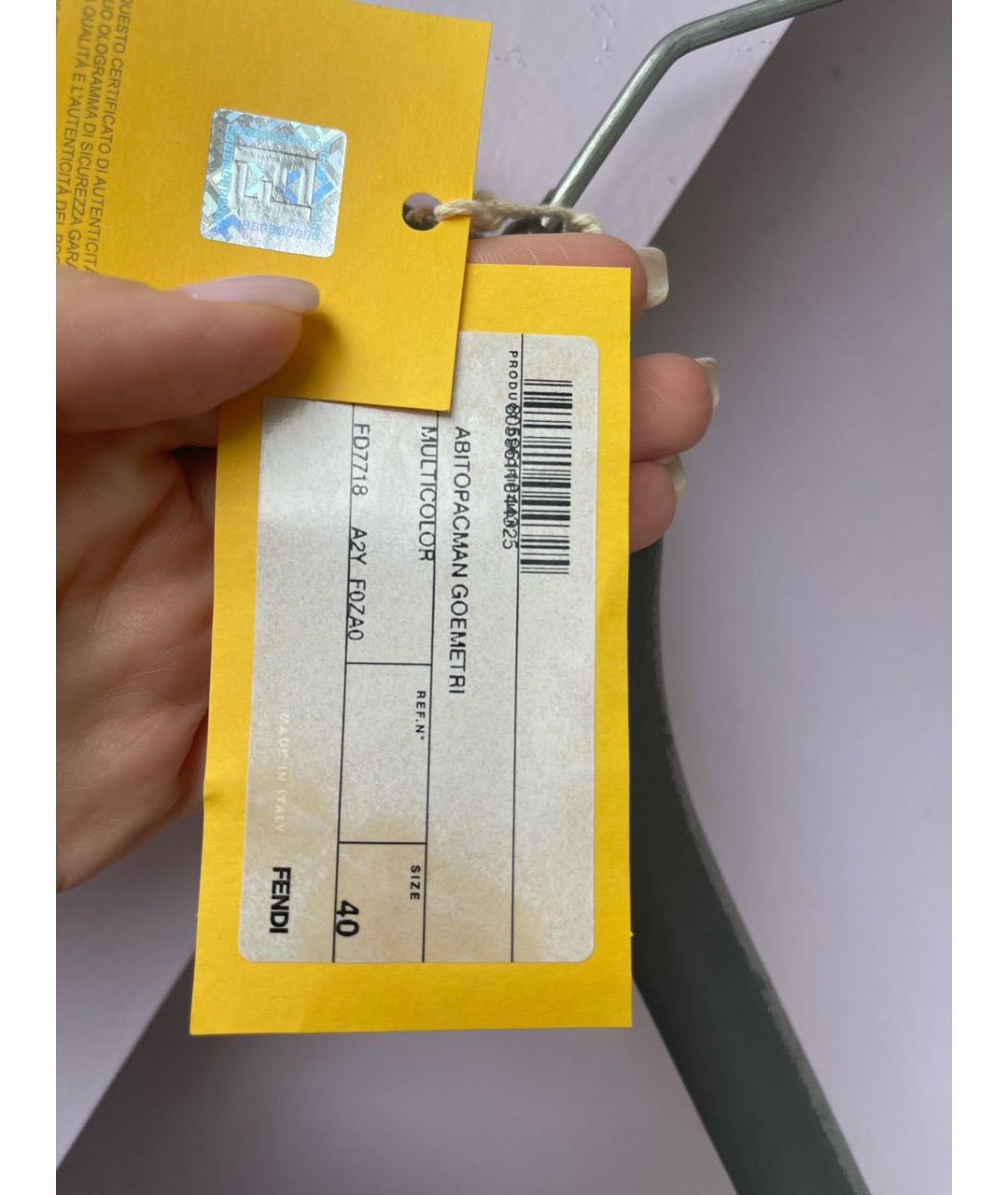 FENDI Мульти шелковое коктейльное платье, фото 6