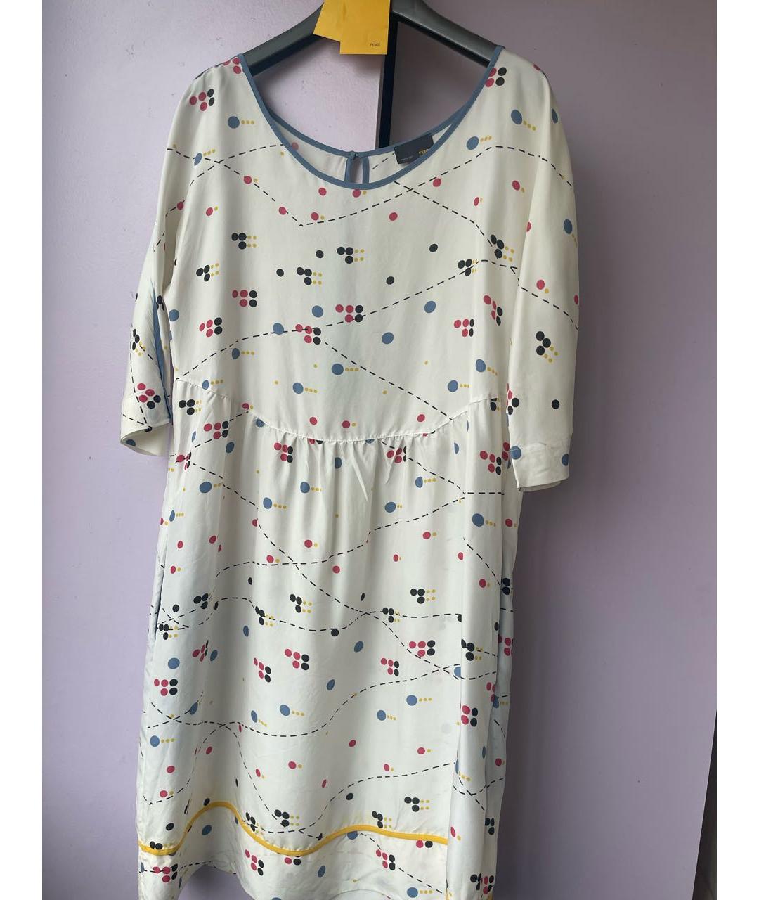 FENDI Мульти шелковое коктейльное платье, фото 9