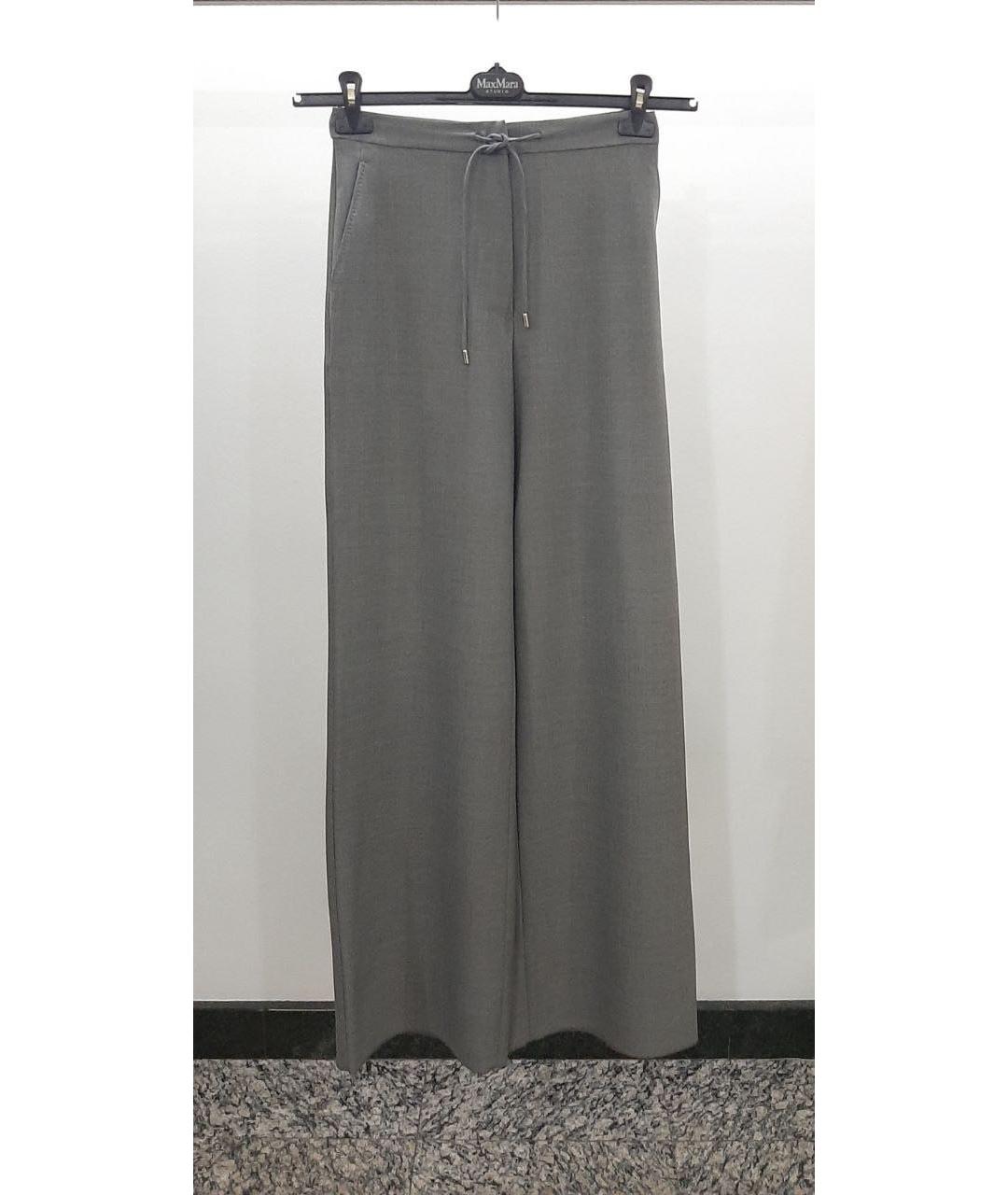 MAX MARA STUDIO Серые брюки широкие, фото 3