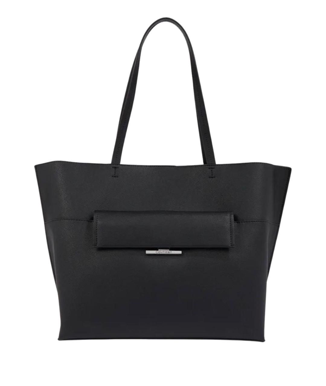 CALVIN KLEIN Черная сумка с короткими ручками из искусственной кожи, фото 1