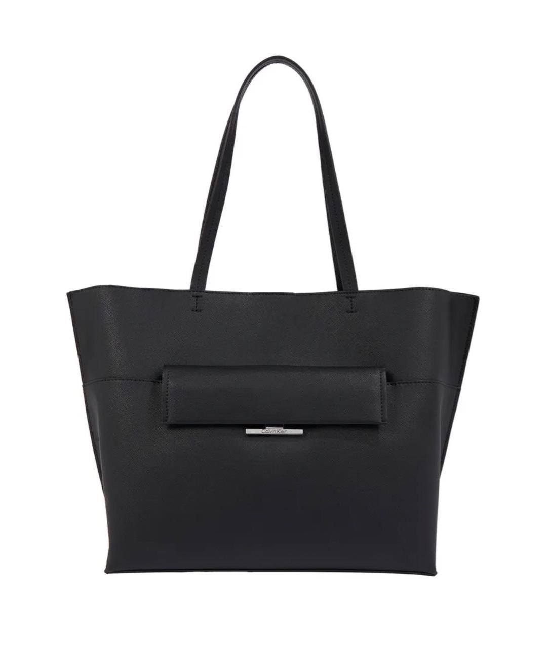 CALVIN KLEIN Черная сумка с короткими ручками из искусственной кожи, фото 3