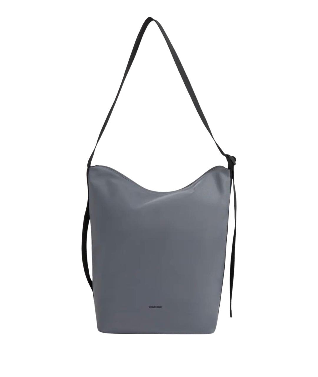 CALVIN KLEIN Серая сумка через плечо из искусственной кожи, фото 1