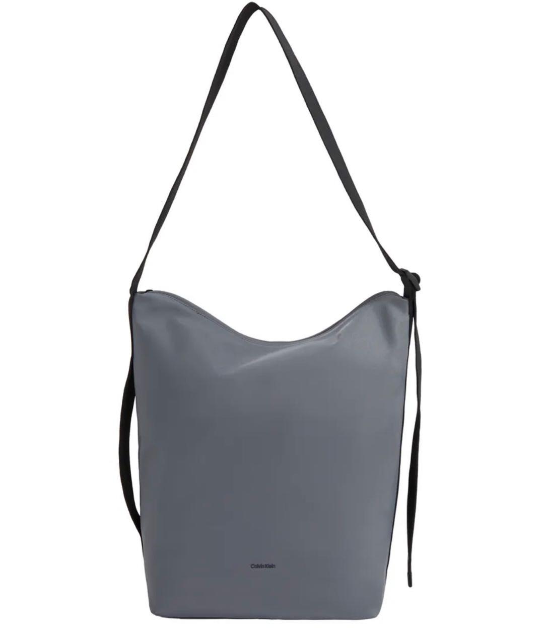 CALVIN KLEIN Серая сумка через плечо из искусственной кожи, фото 3