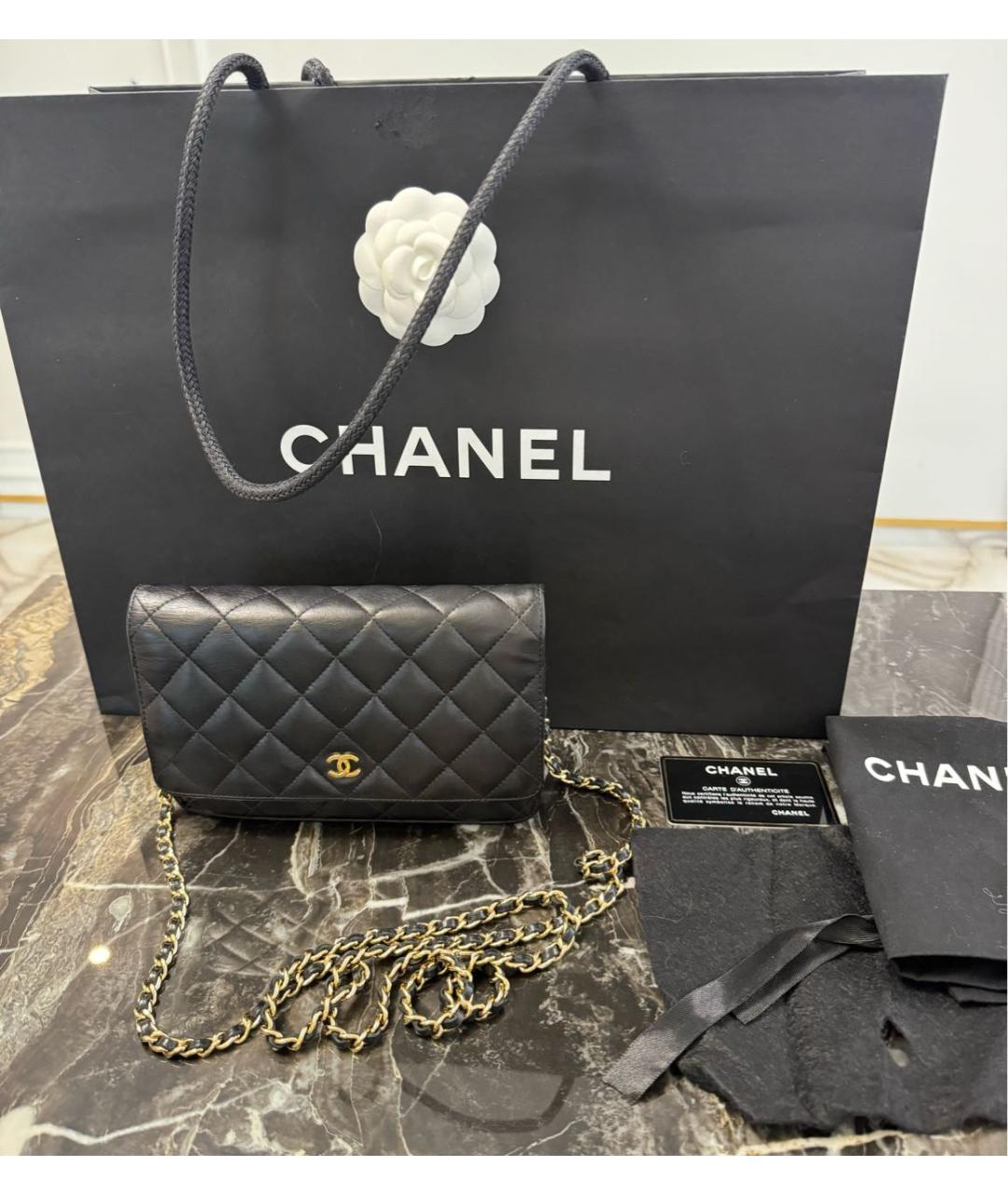 CHANEL Черная кожаная сумка через плечо, фото 2