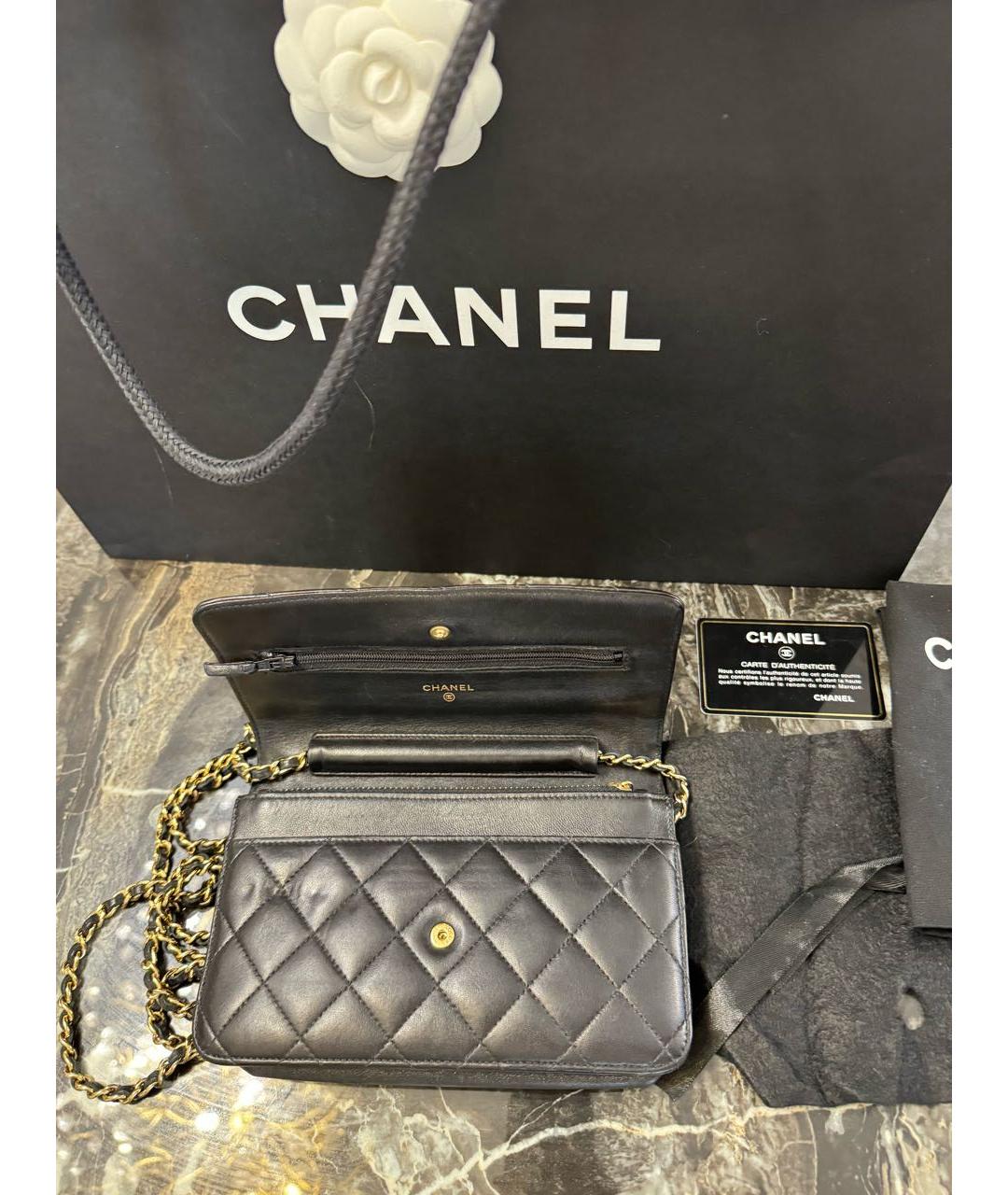 CHANEL Черная кожаная сумка через плечо, фото 7