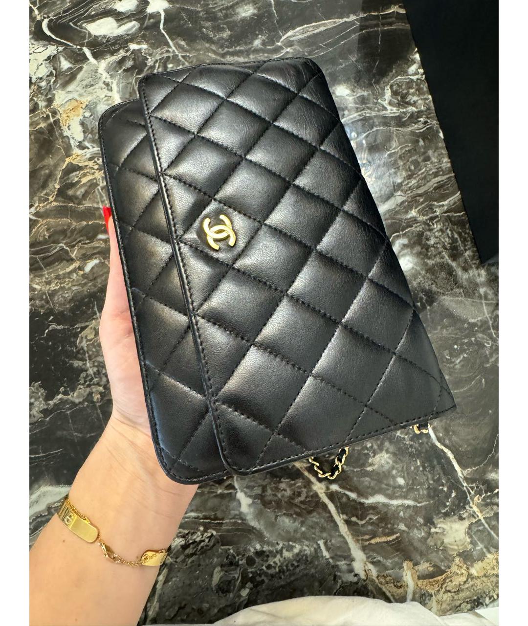 CHANEL Черная кожаная сумка через плечо, фото 8