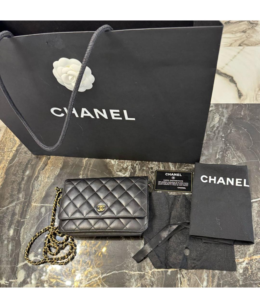 CHANEL Черная кожаная сумка через плечо, фото 4