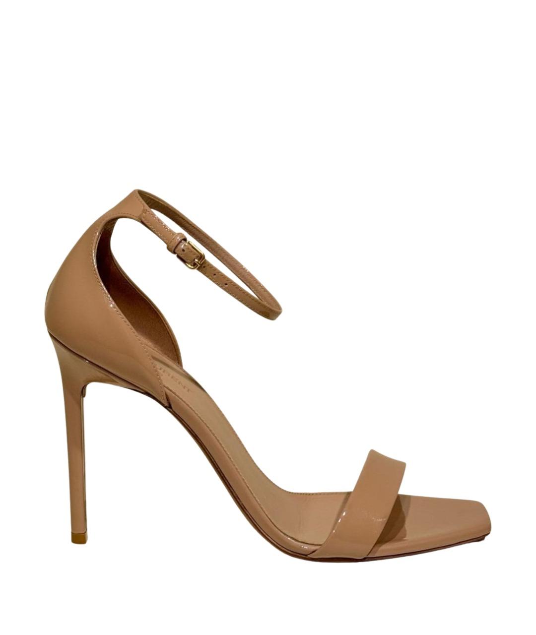 SAINT LAURENT Бежевые босоножки из лакированной кожи, фото 1