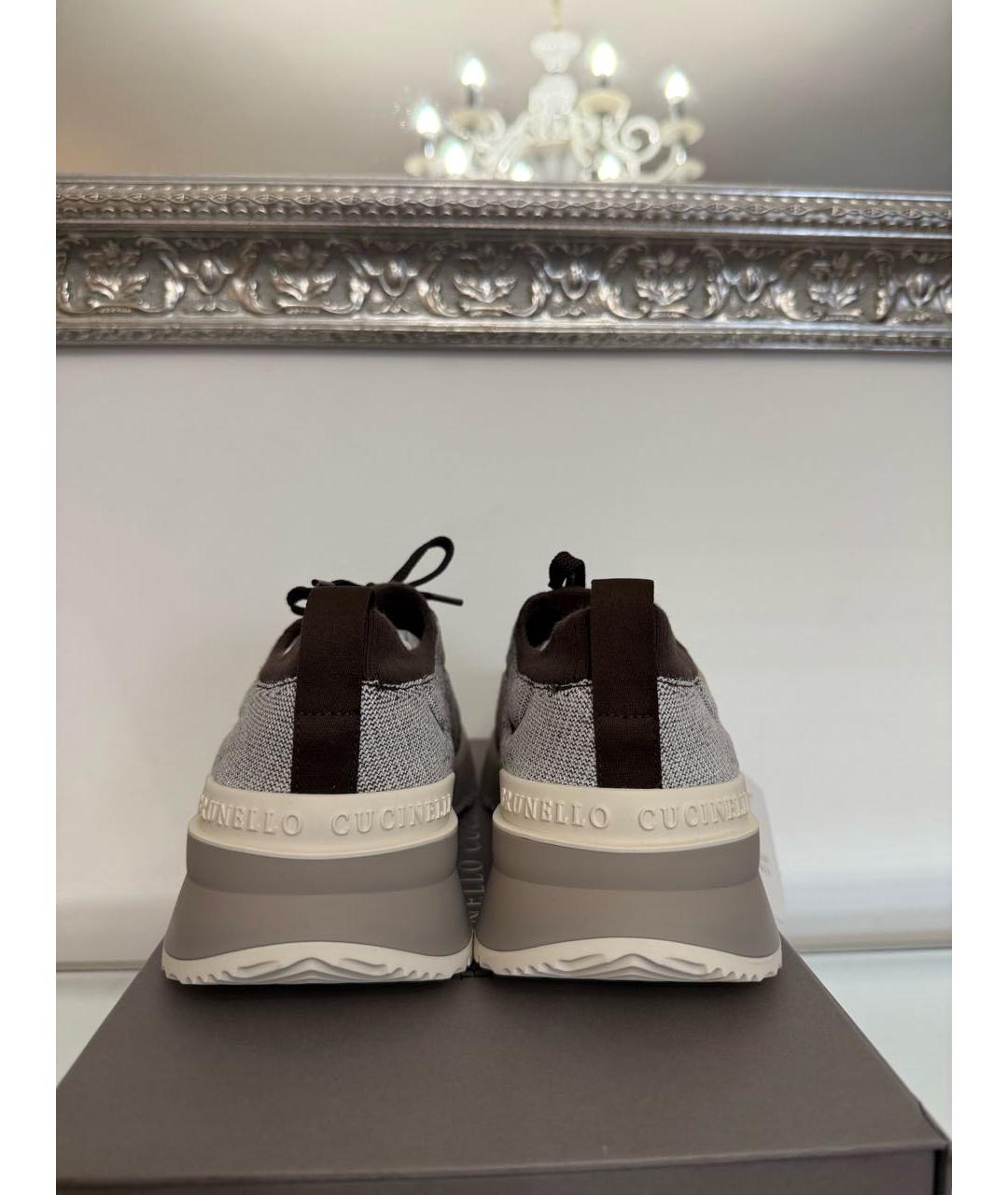 BRUNELLO CUCINELLI Серые текстильные низкие кроссовки / кеды, фото 3