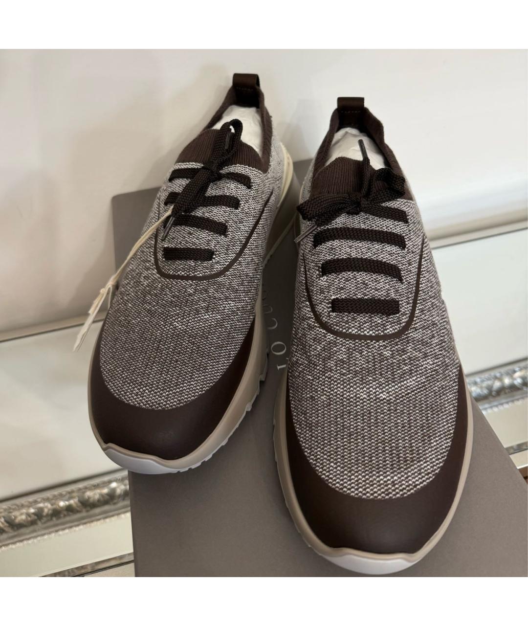 BRUNELLO CUCINELLI Серые текстильные низкие кроссовки / кеды, фото 2