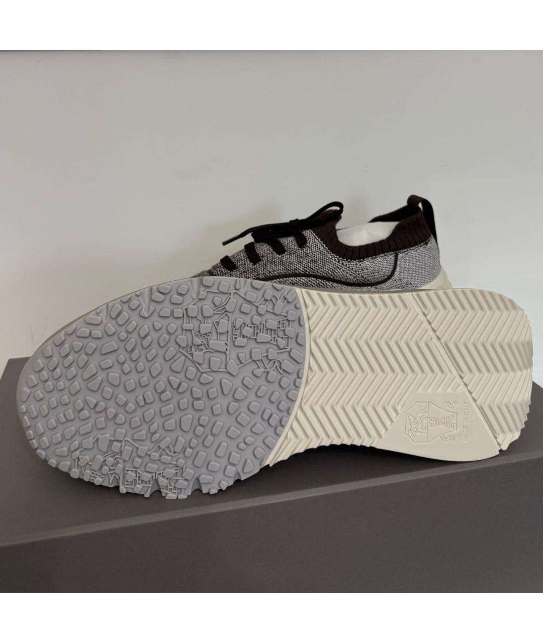 BRUNELLO CUCINELLI Серые текстильные низкие кроссовки / кеды, фото 6