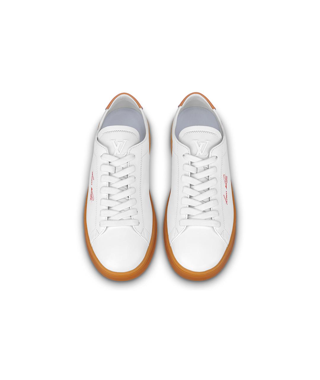 LOUIS VUITTON Белые кожаные низкие кроссовки / кеды, фото 4