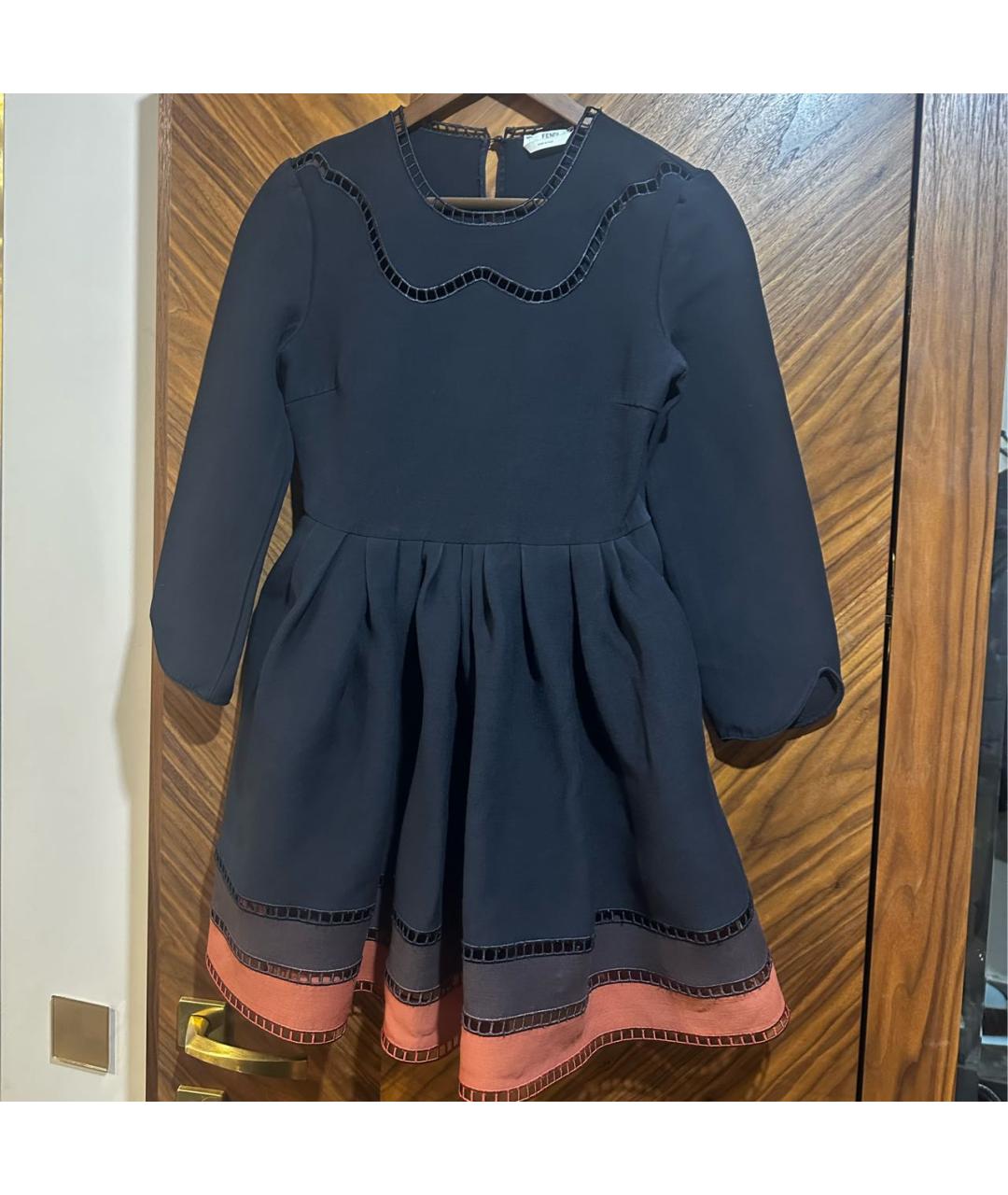 FENDI Черное шерстяное коктейльное платье, фото 5