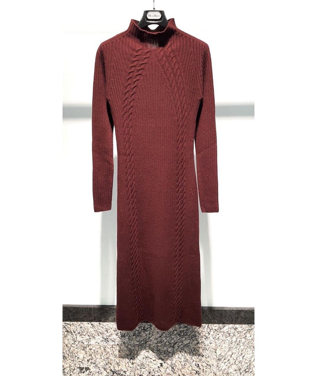 MAX MARA Бордовое шерстяное повседневное платье, фото 2