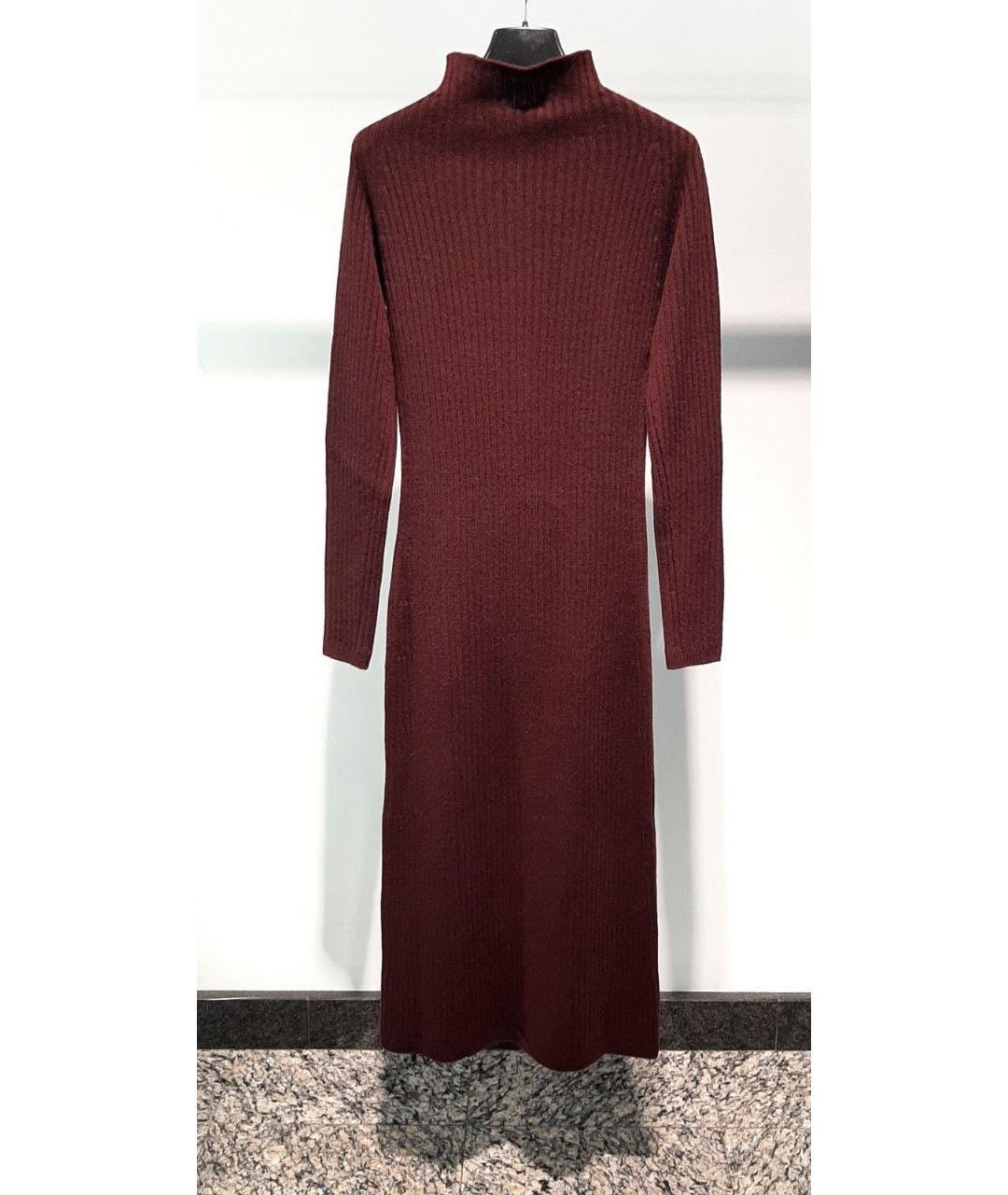 MAX MARA Бордовое шерстяное повседневное платье, фото 3