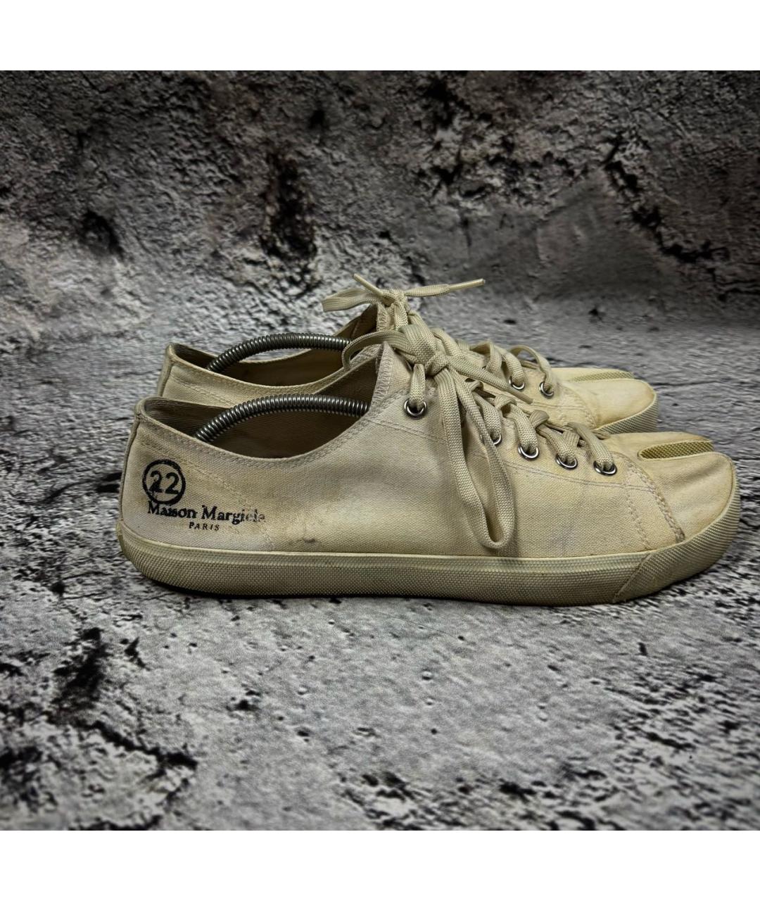 MAISON MARGIELA Бежевые текстильные низкие кроссовки / кеды, фото 9