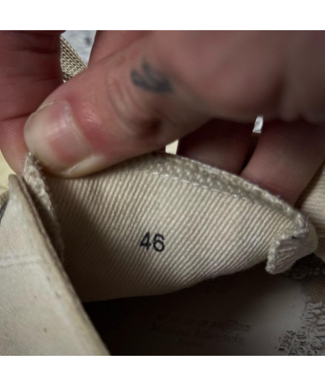 MAISON MARGIELA Бежевые текстильные низкие кроссовки / кеды, фото 5