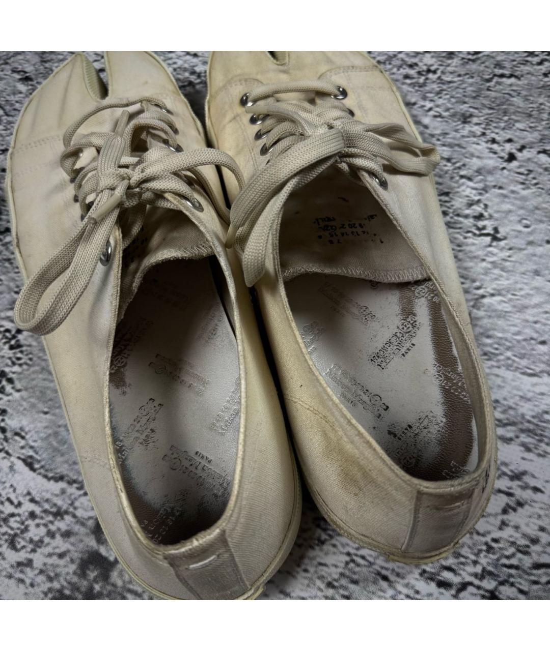 MAISON MARGIELA Бежевые текстильные низкие кроссовки / кеды, фото 3