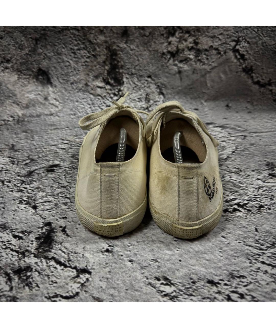 MAISON MARGIELA Бежевые текстильные низкие кроссовки / кеды, фото 4