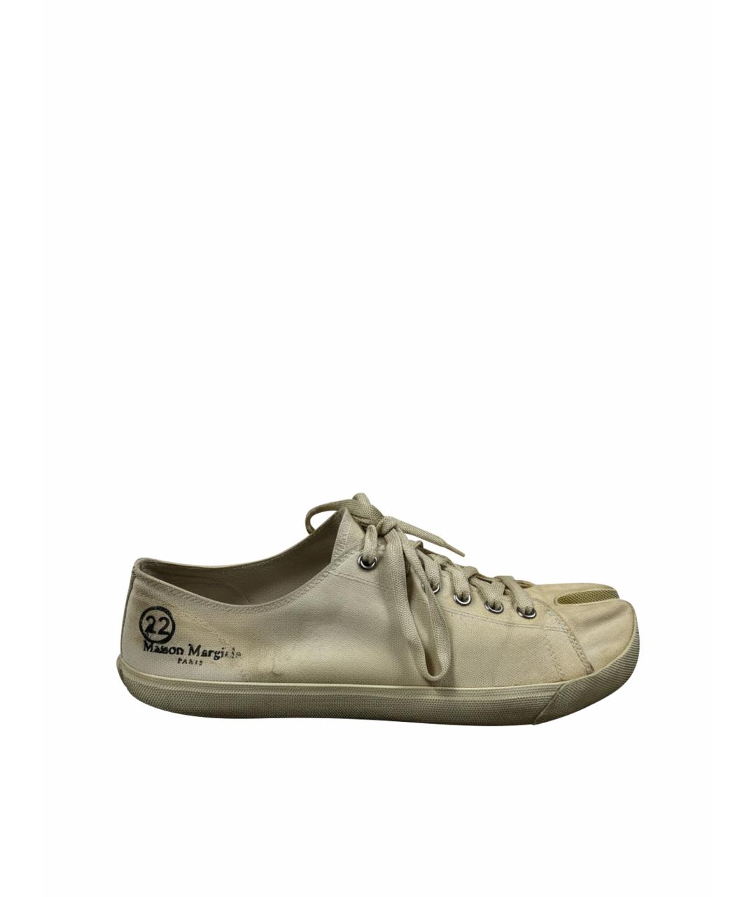MAISON MARGIELA Бежевые текстильные низкие кроссовки / кеды, фото 1