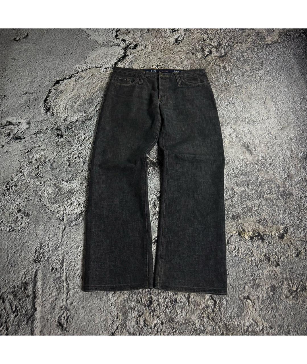 DOLCE&GABBANA Антрацитовые хлопковые прямые джинсы, фото 9