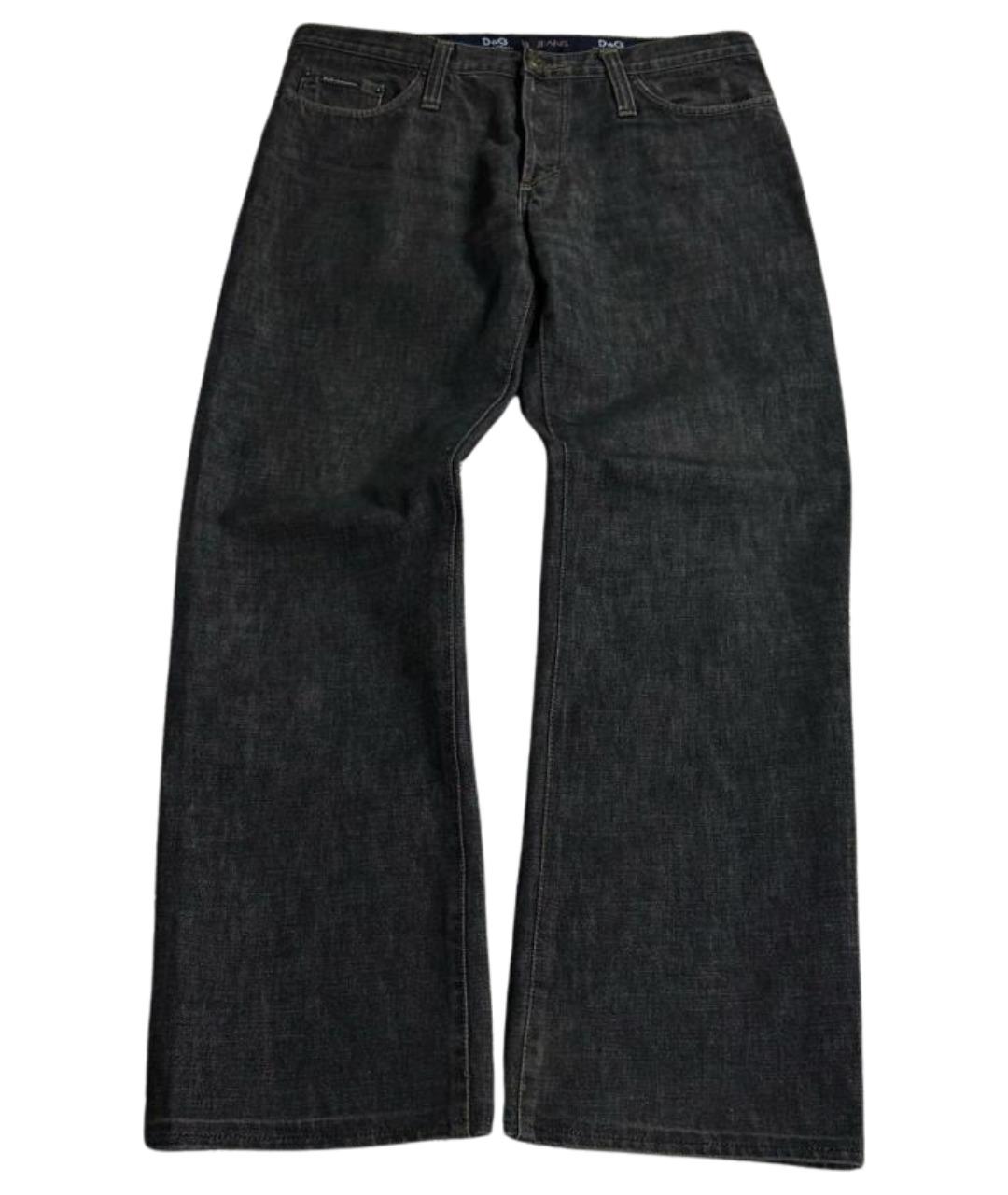 DOLCE&GABBANA Антрацитовые хлопковые прямые джинсы, фото 1