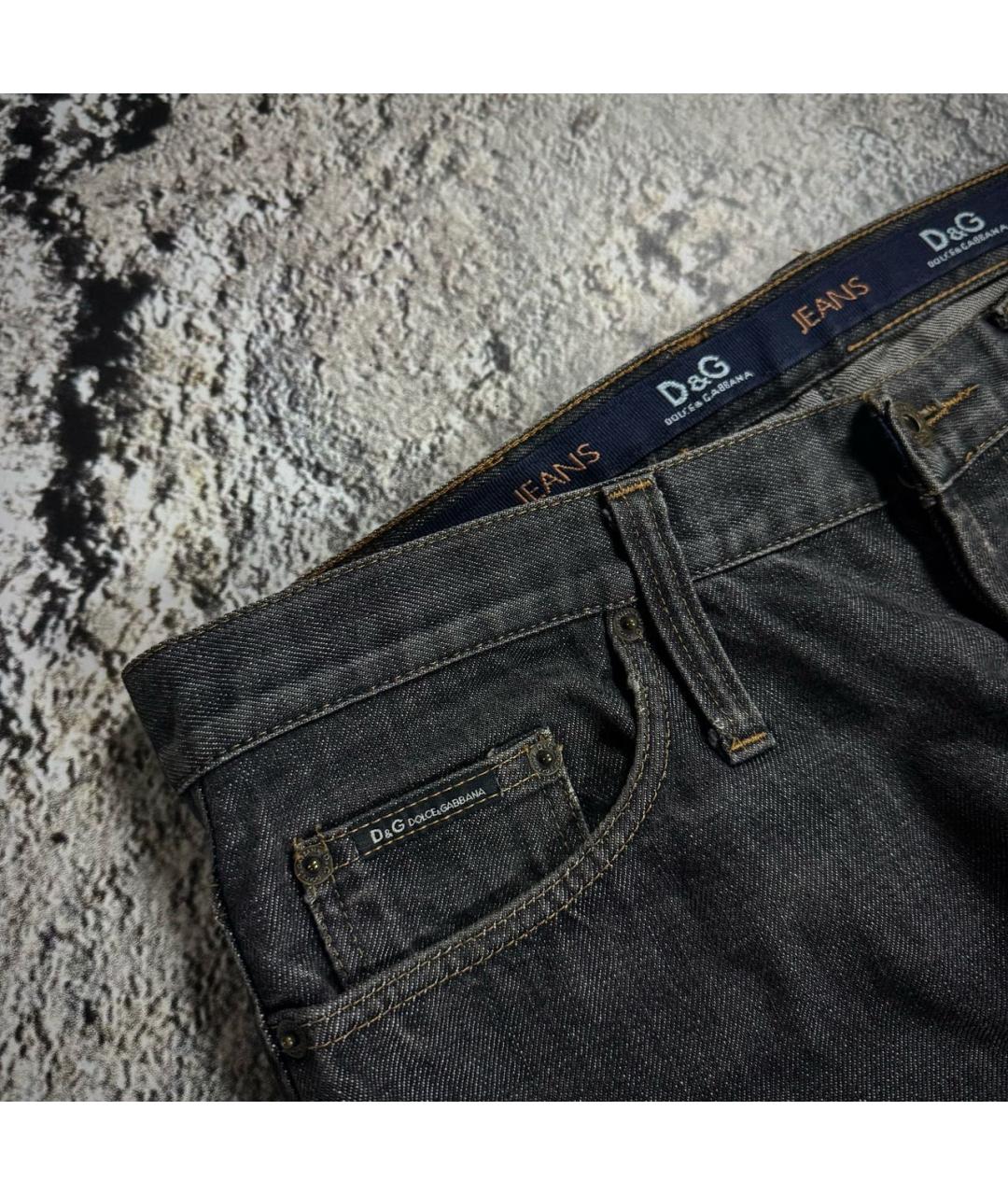 DOLCE&GABBANA Антрацитовые хлопковые прямые джинсы, фото 4