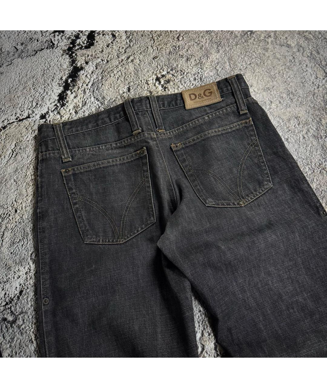 DOLCE&GABBANA Антрацитовые хлопковые прямые джинсы, фото 7