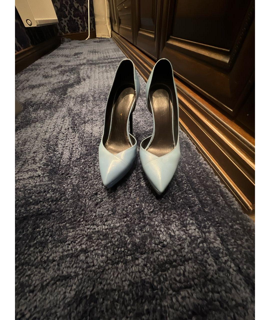 SAINT LAURENT Голубые кожаные туфли, фото 2