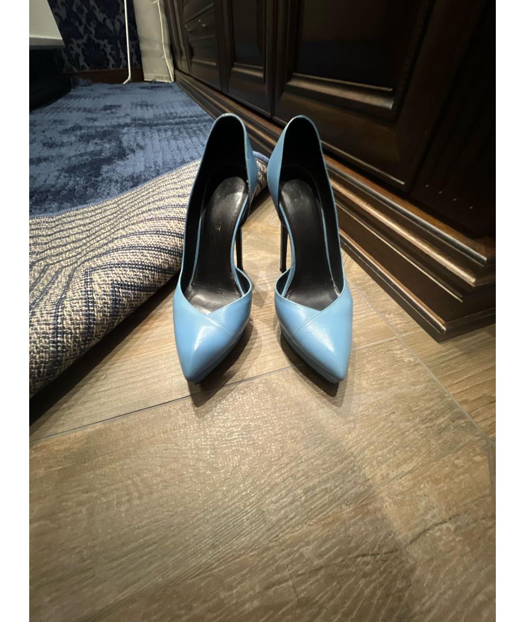 SAINT LAURENT Голубые кожаные туфли, фото 6