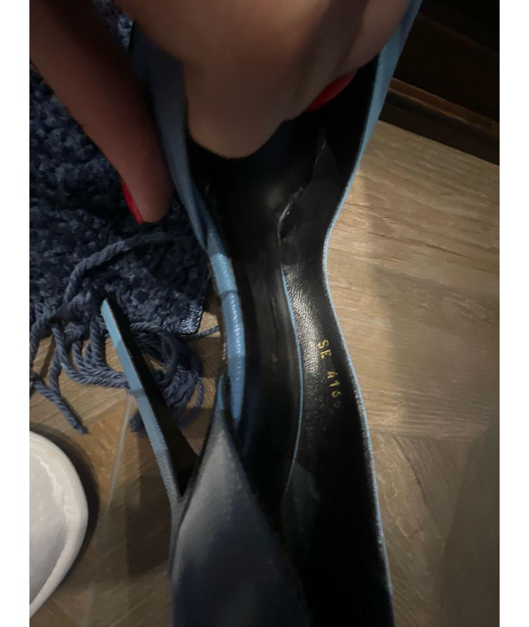 SAINT LAURENT Голубые кожаные туфли, фото 8