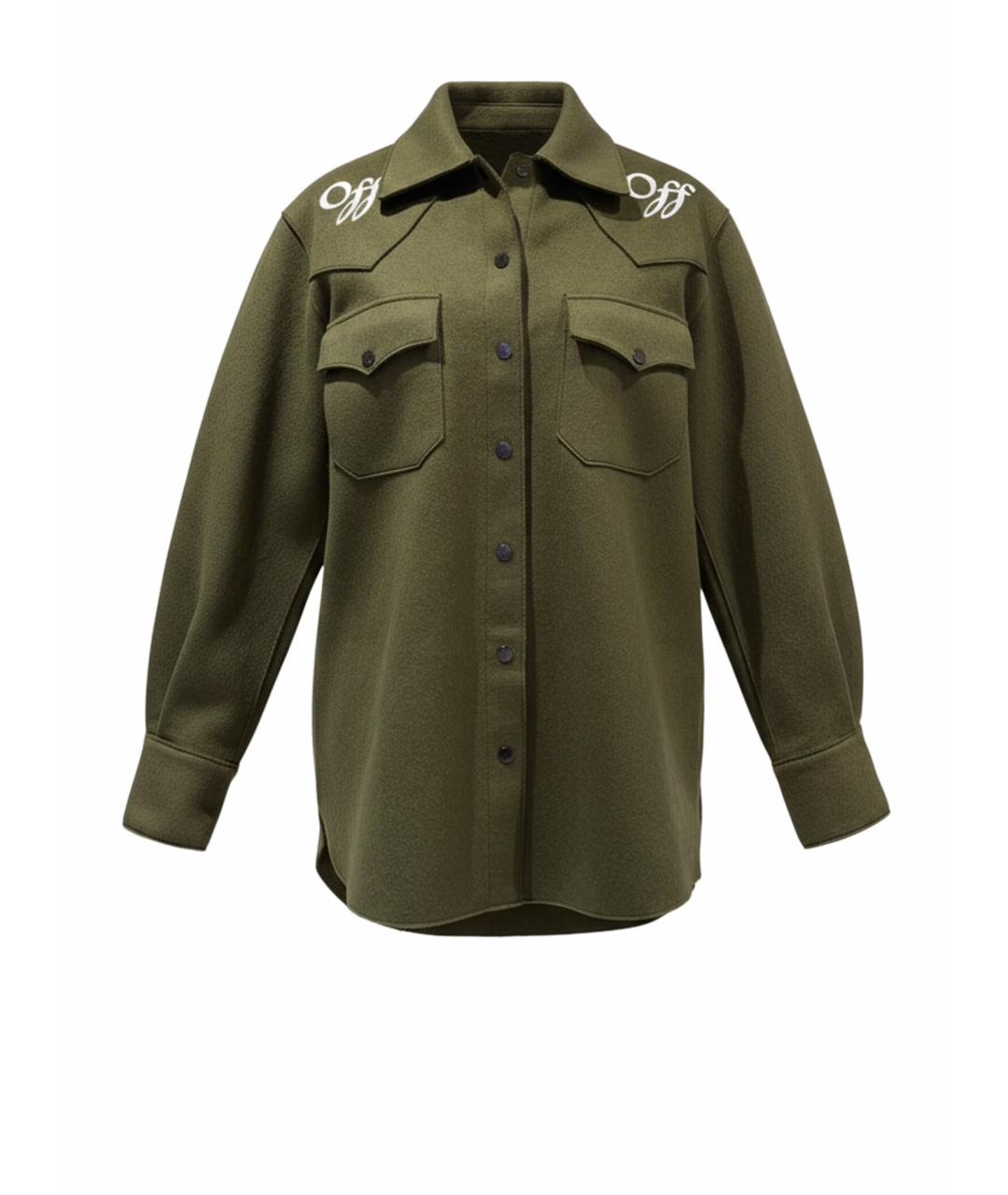 OFF-WHITE Хаки шерстяная рубашка, фото 1