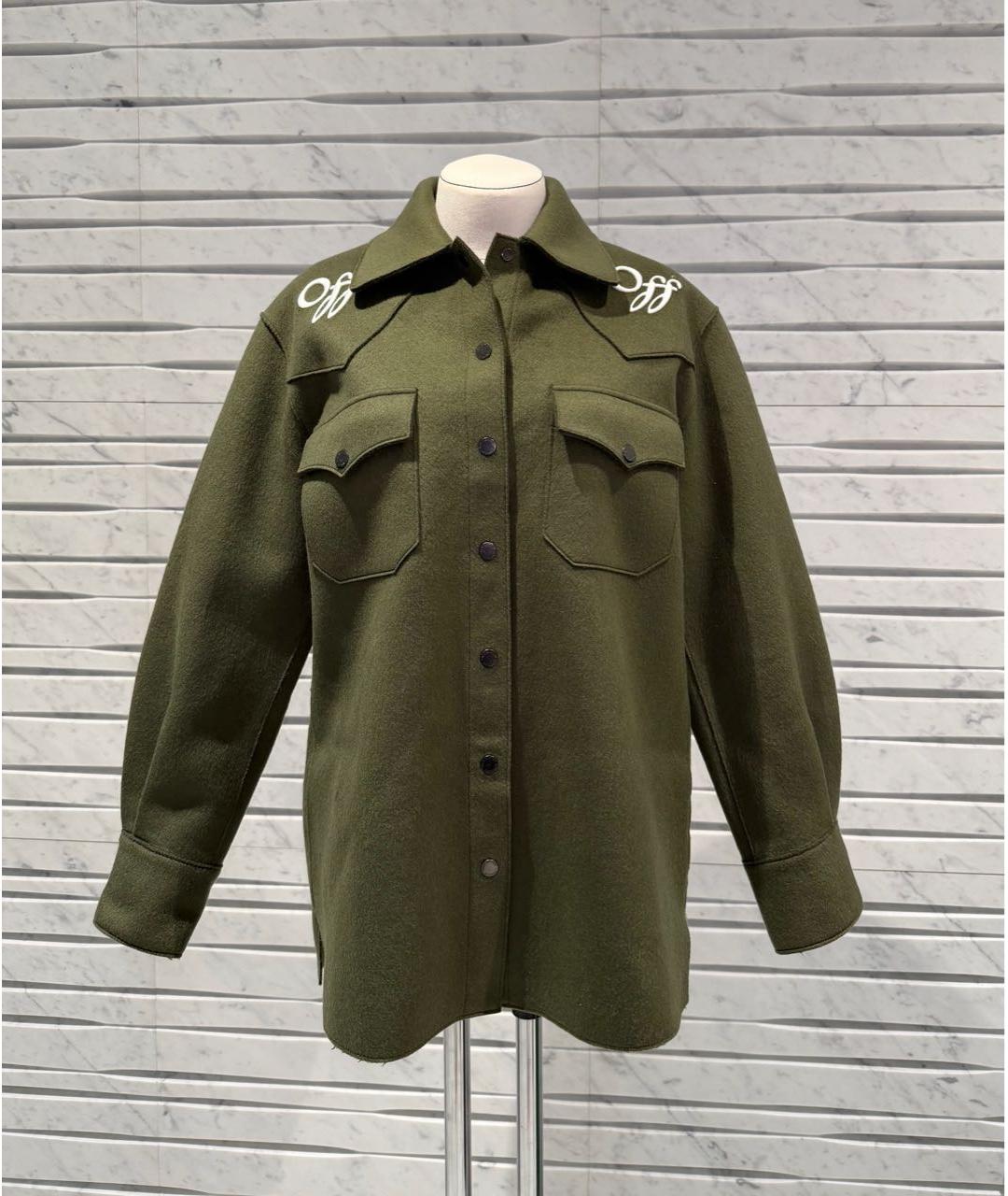 OFF-WHITE Хаки шерстяная рубашка, фото 5