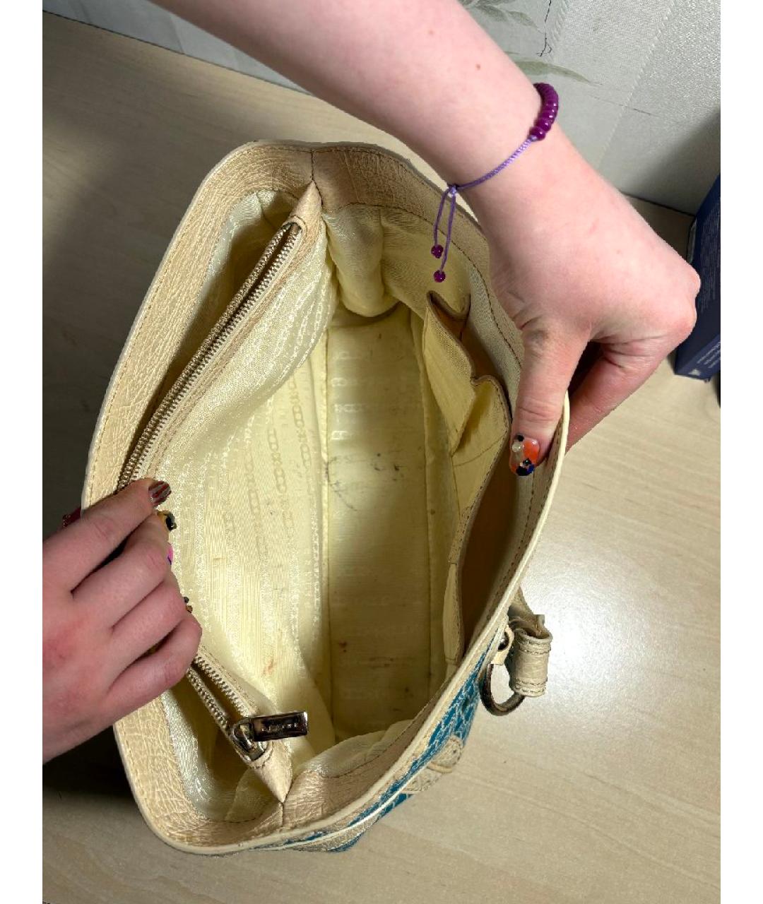 CELINE Бирюзовая кожаная сумка с короткими ручками, фото 8