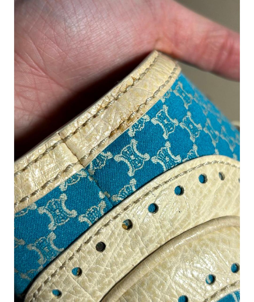 CELINE Бирюзовая кожаная сумка с короткими ручками, фото 6