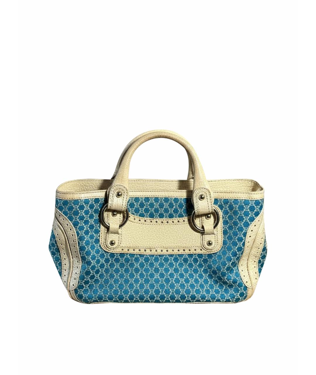 CELINE Бирюзовая кожаная сумка с короткими ручками, фото 1