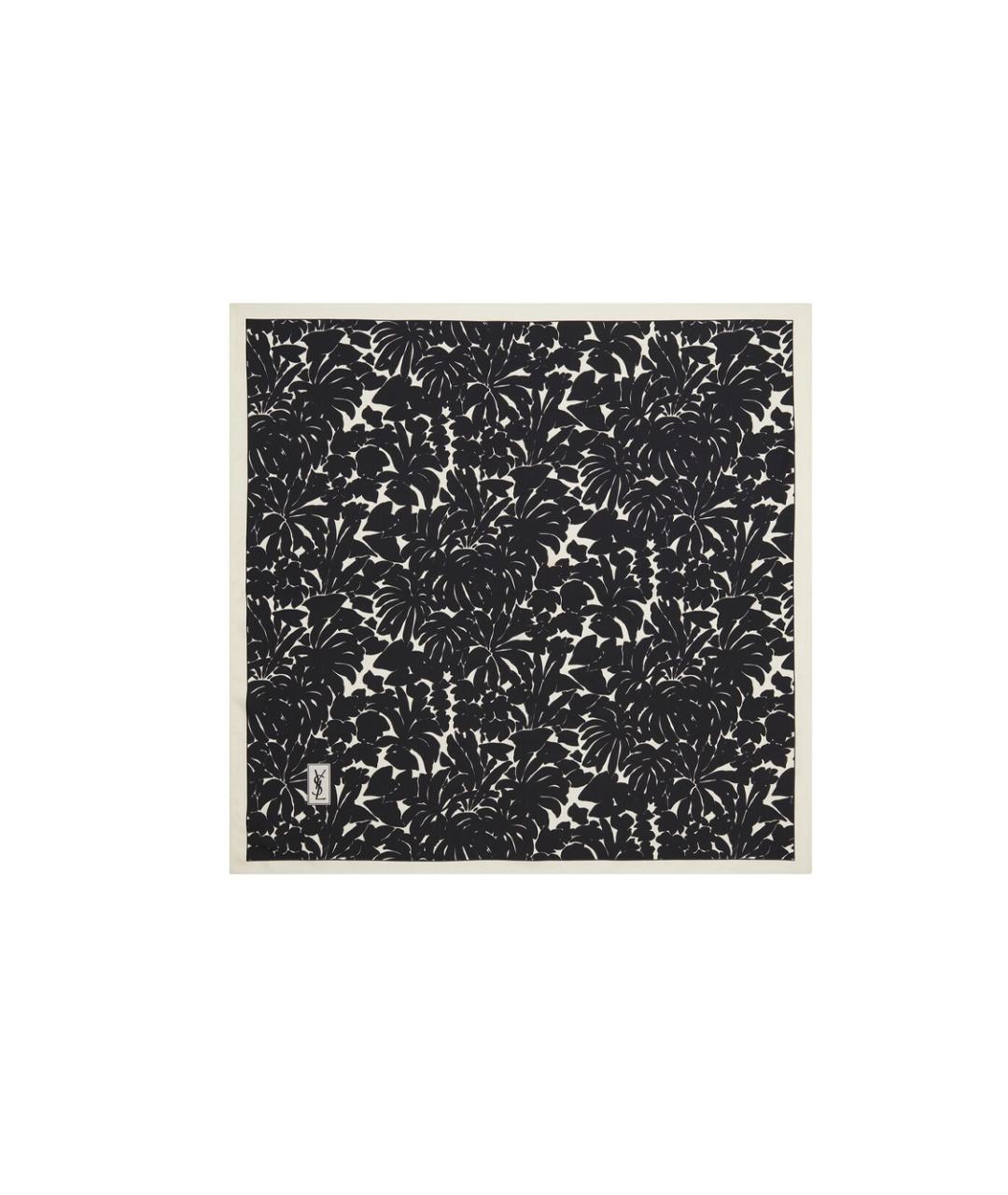 SAINT LAURENT Черный шелковый платок, фото 2