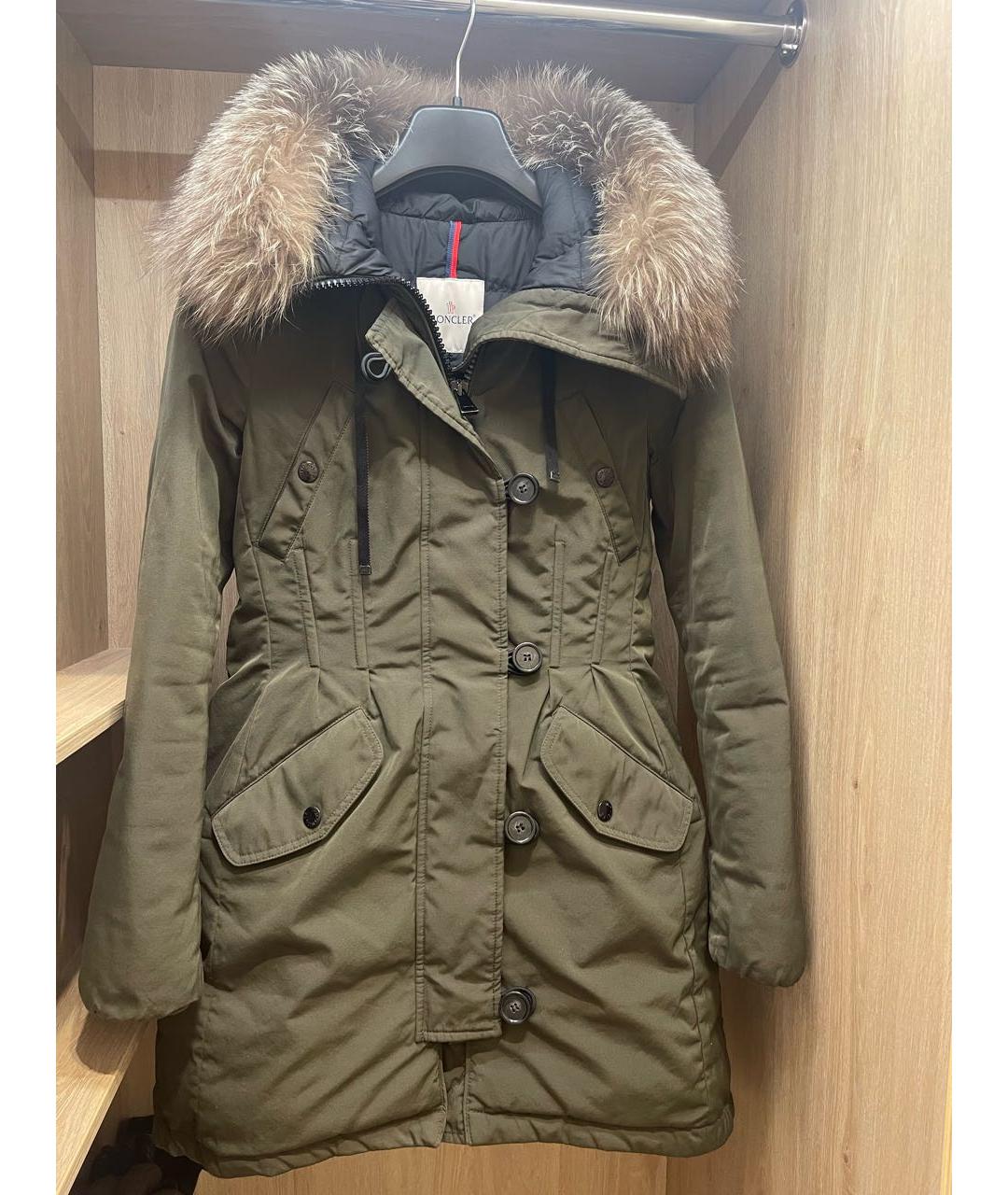 MONCLER Хаки синтетическая парка, фото 5