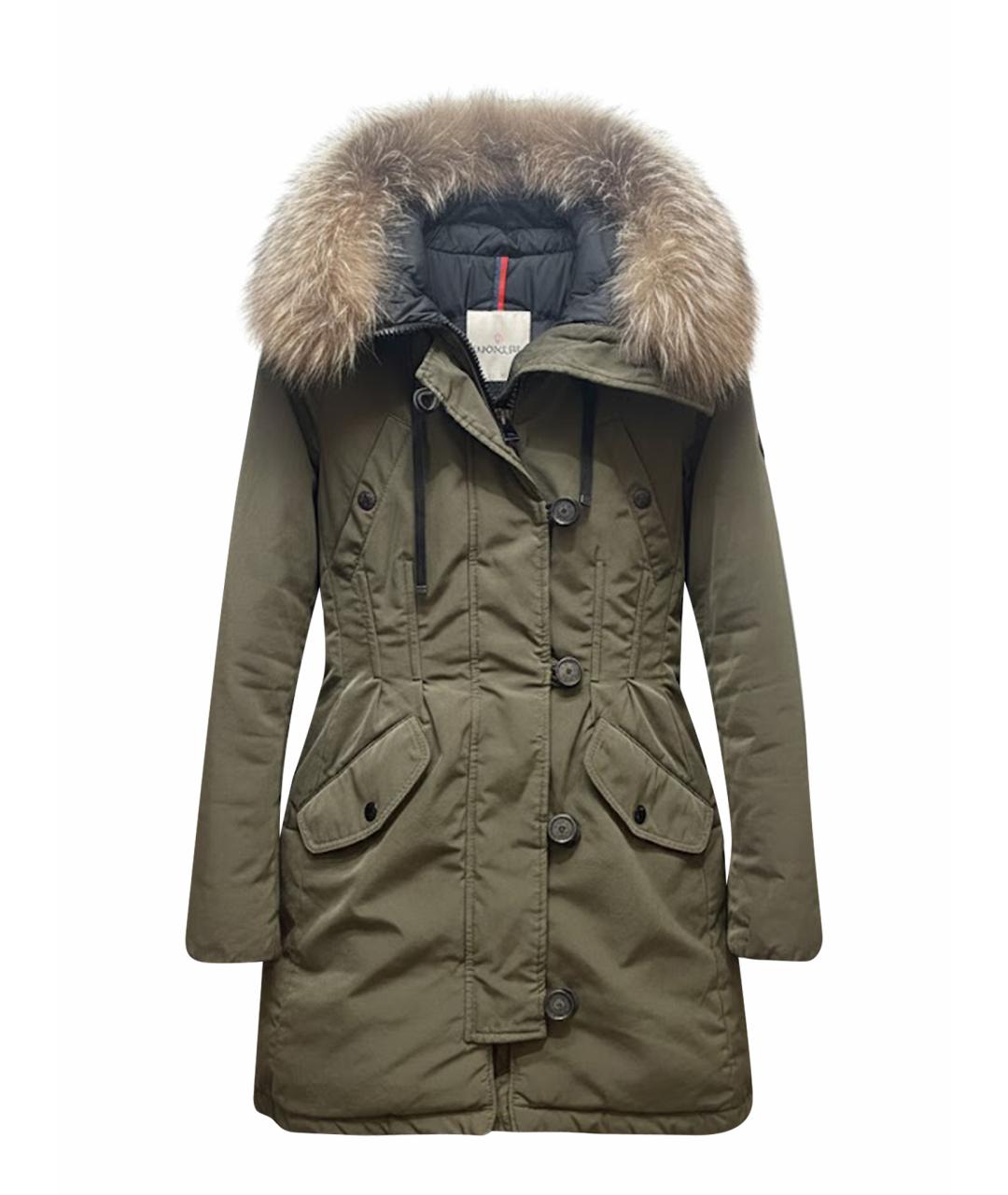 MONCLER Хаки синтетическая парка, фото 1