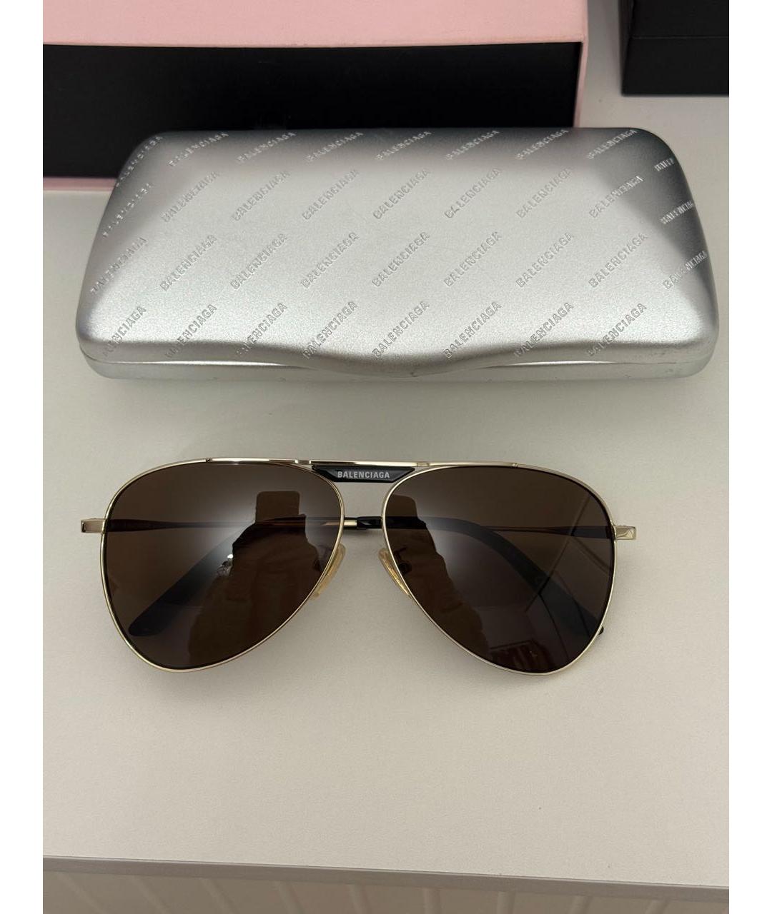 BALENCIAGA Черные металлические солнцезащитные очки, фото 2