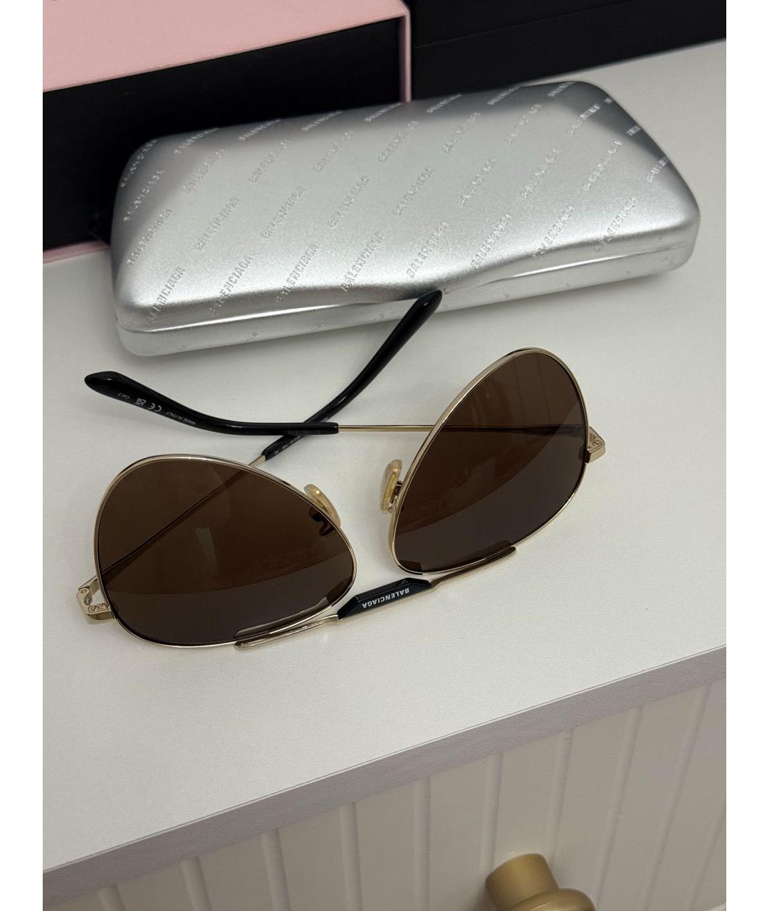BALENCIAGA Черные металлические солнцезащитные очки, фото 6