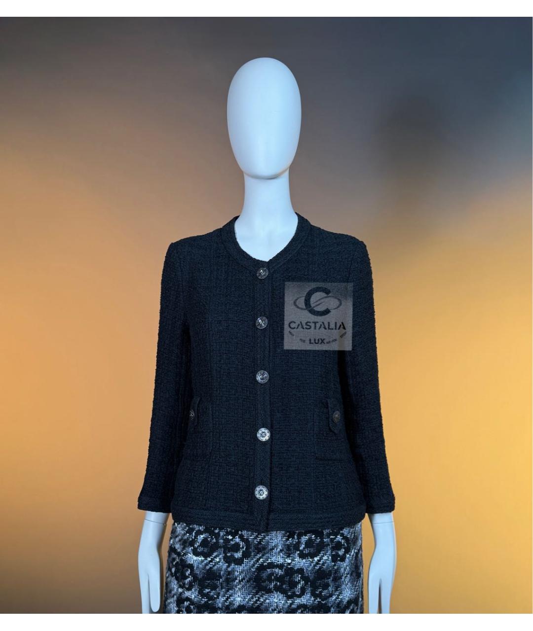 CHANEL Черный твидовый жакет/пиджак, фото 6